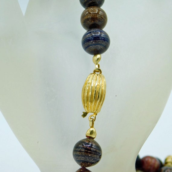 Long Bead Necklace, Glitter Glass Beads, Vintage Bead… Gem