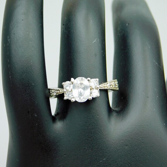 Sterling Rhinestone Ring, Sparkling - image 4
