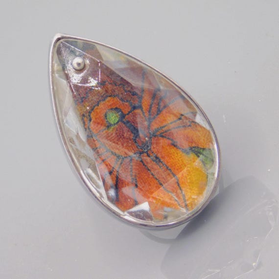 Big Sterling Floral Statement Ring - image 2