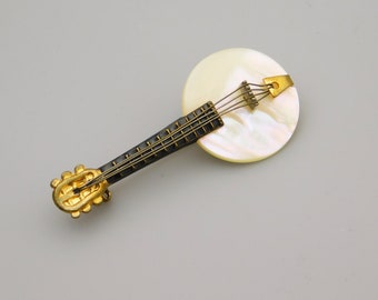 Vintage Banjo Brooch, Western Germany, Vintage Jewelry