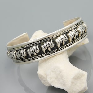 Vintage Sterling Elephant Cuff Bracelet