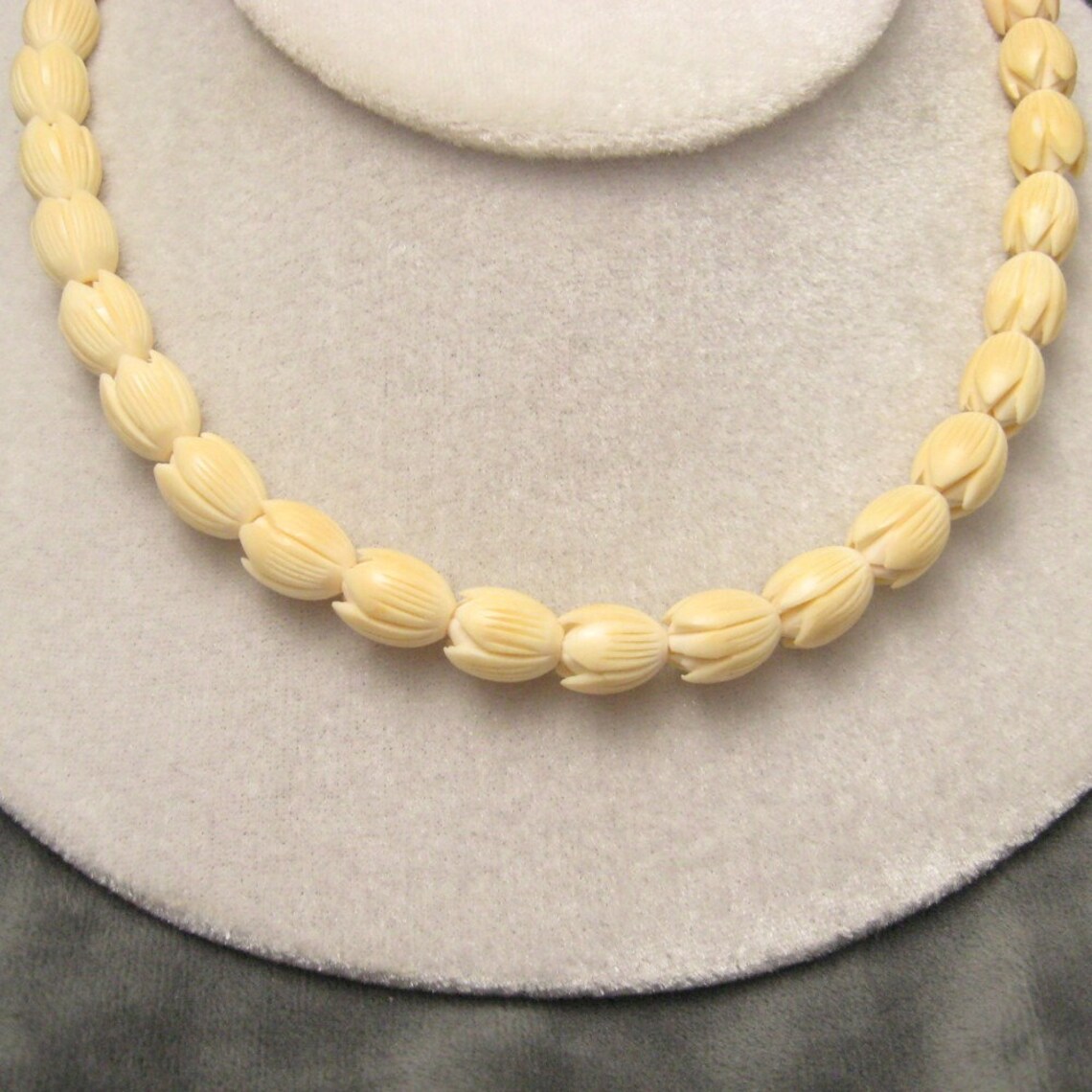 Vintage Ivory Necklace Pikake Hawaiian Flower N4462 Etsy