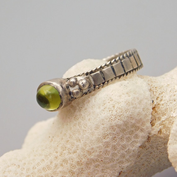 Sterling Peridot Ring, Stacking Ring - image 1