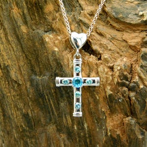 Vintage Cross with Heart Sterling Pendant Necklace