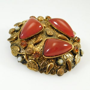 Unusual Rhinestone Brooch, Vintage Austrian Jewelry, Domed Abstract Brooch