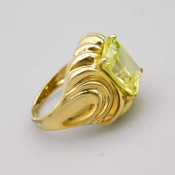 Sterling Gold Plated Ring, Translucent Faceted St… - image 5