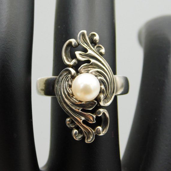 Long Sterling Pearl Ring, Statement Ring - image 3
