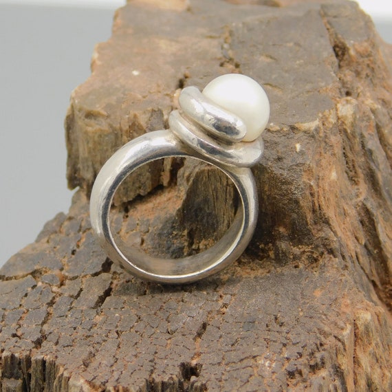 Sterling James Avery Pearl Ring, Retired James Av… - image 1