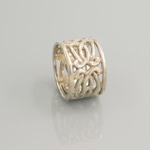 Wide Sterling Silver Band, Open Metal Work Ring, Vintage Sterling Ring