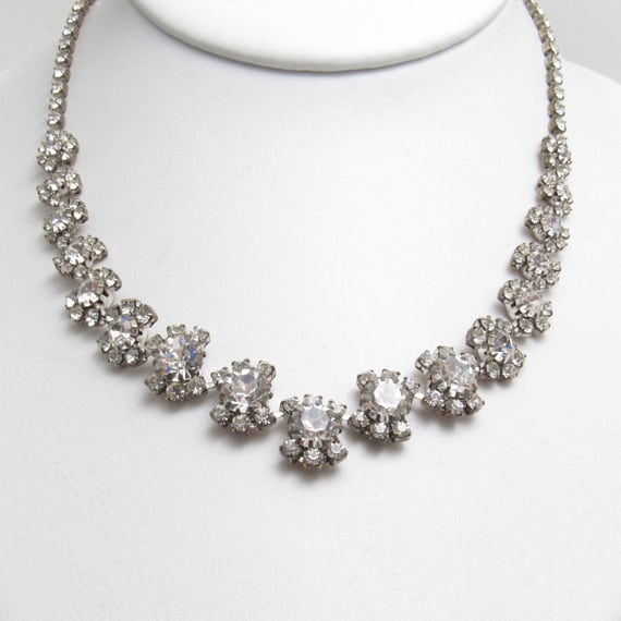 Rhinsetone Statement Necklace, Rhinestone Bridal … - image 3