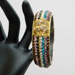 Vintage Rhinestone Bangle, Colorful Rhinestone Bracelet