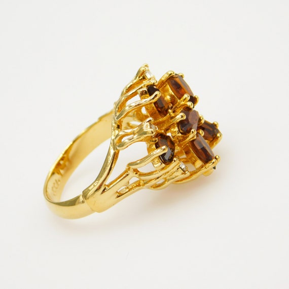 Abstract Rhinestone Cluster Ring, Brown Marquis R… - image 2