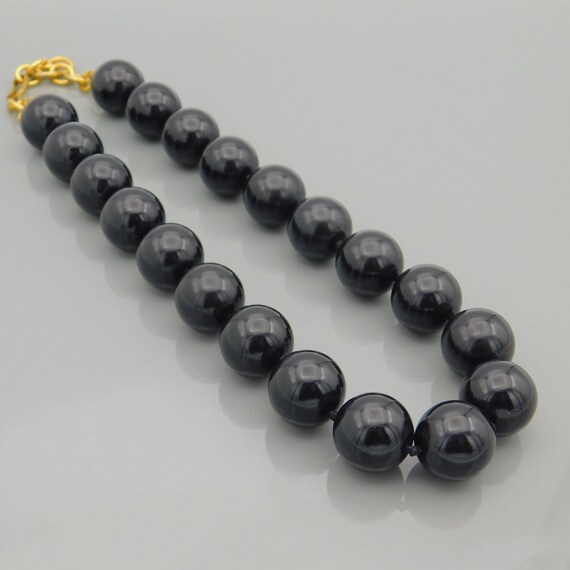 Vintage Monet Necklace, Chubby Black Beads,  Vint… - image 6