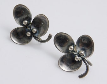 Vintage Sterling Clover Earrings, Sterling Scandanavian Jewelry, Denmark Frydensburg Jewelry