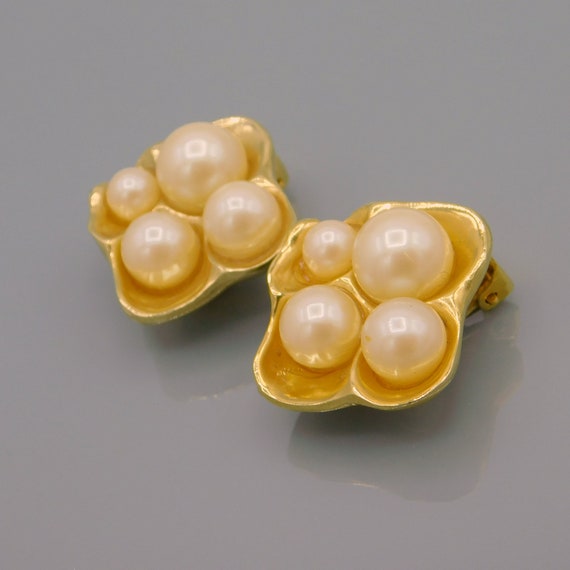 Vintage Tortolani Pearl Earrings, Abstract Earrin… - image 3