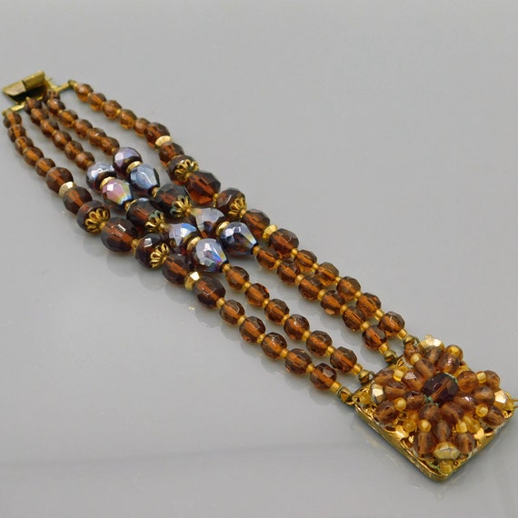 Vintage Crystal Bracelet, Wide Crystal Bracelet, … - image 1