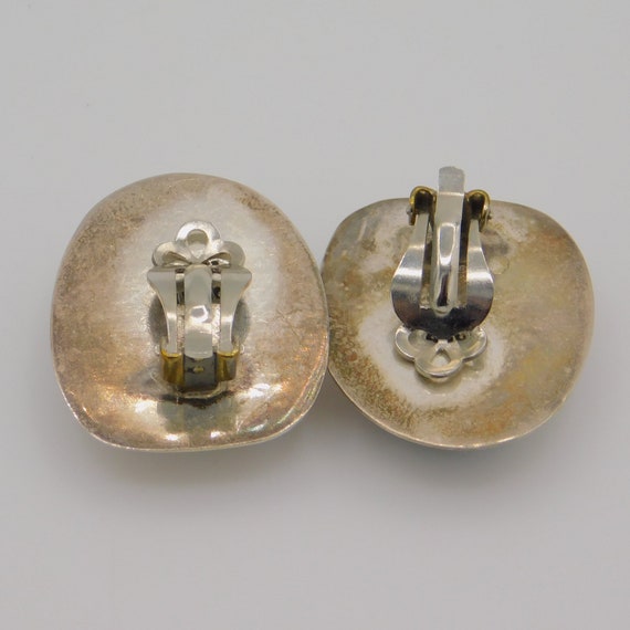 Vintage Sterling Earrings, Clip on Earrings, Gree… - image 4