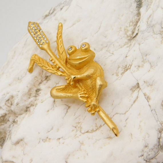 Vintage Frog Brooch, Frog Jewelry, Vintage Brooch, Rh… Gem