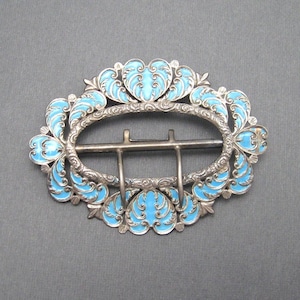 Antique Victorian Sterling Enamel Buckle, Victorian Heart Buckle,