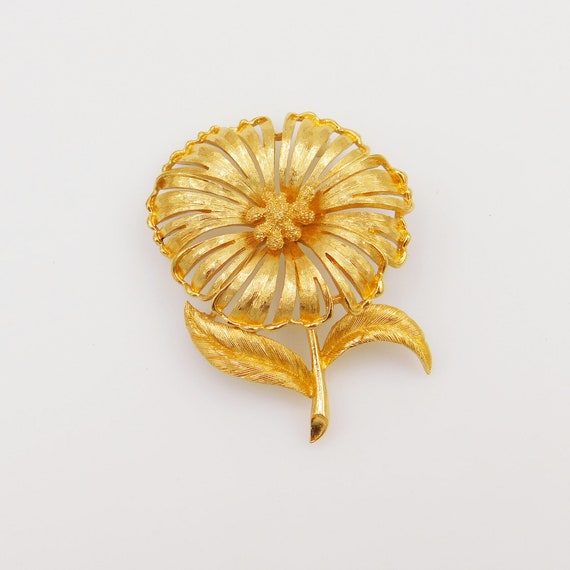 Vintage Monet Flower Brooch, Flower on Stem, Vint… - image 3