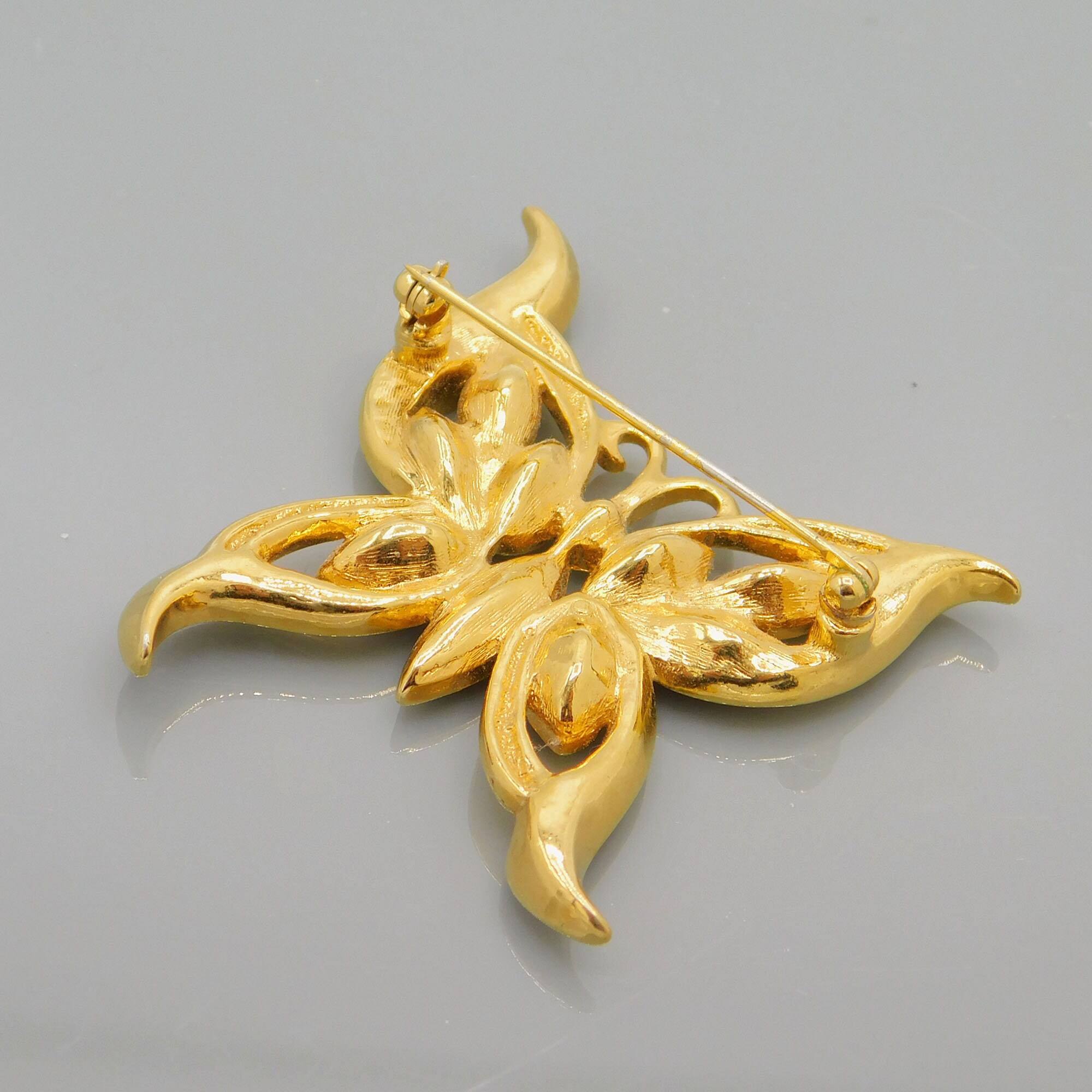 Rhinestone Butterfly Brooch, Vintage Rhinestone Brooch, Big