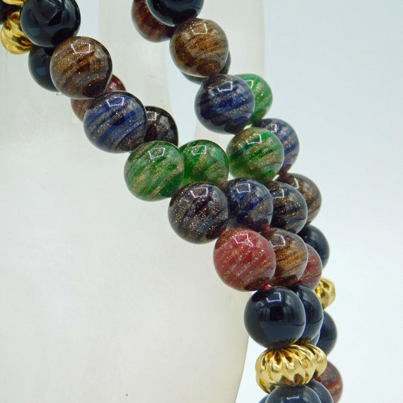 Long Bead Necklace, Glitter Glass Beads, Vintage … - image 5