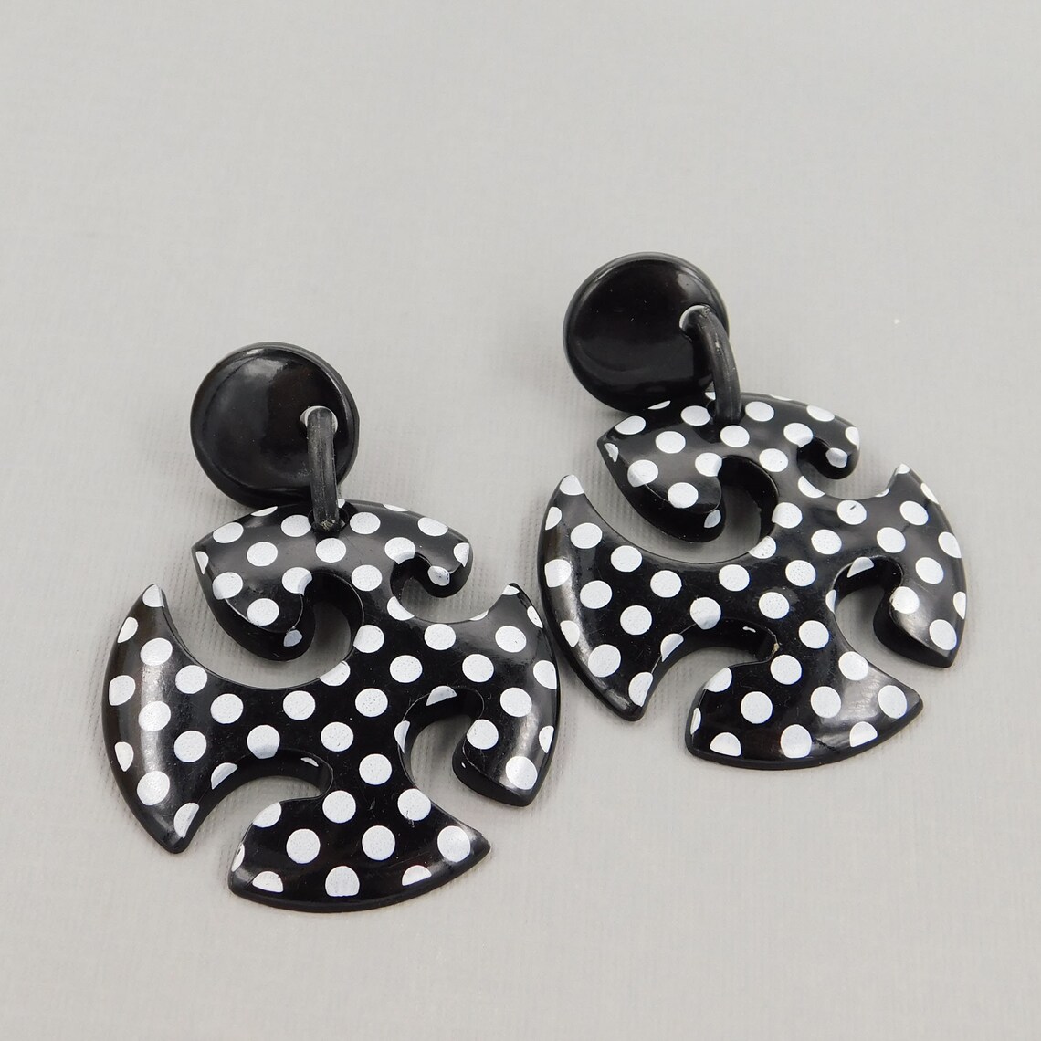 Vintage Pop Art Earrings Mod Polka Dot Earrings Midcentury Etsy
