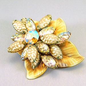 Vintage Celebrity Flower Brooch, Bridal Jewelry