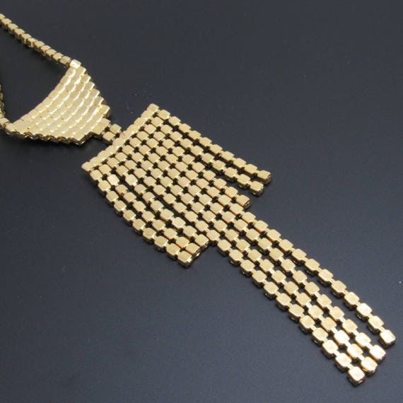 Vintage Long Rhinestone Tie Pendant Necklace Jewe… - image 3