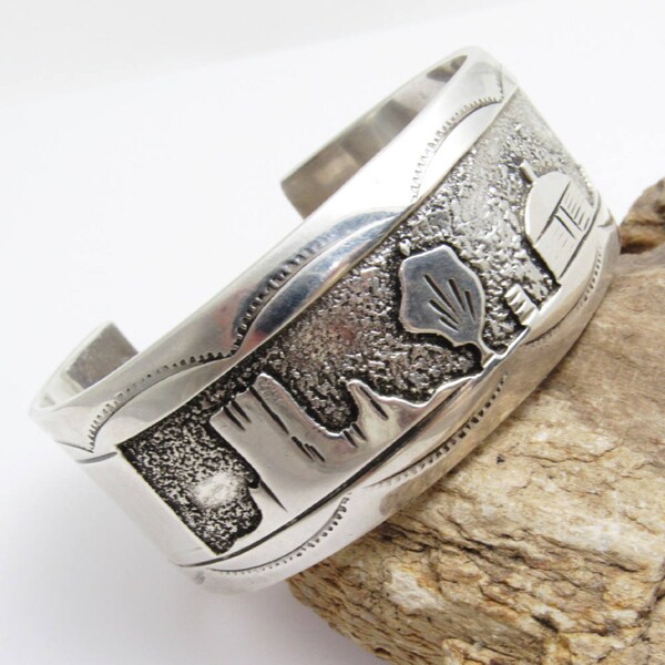 Sterling Storyteller Cuff Wide Yazzie Vintage Jewelry B5974