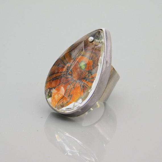 Big Sterling Floral Statement Ring - image 4