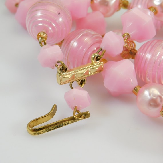 Vintage Bead Necklace, Pink Bead Necklace, Mid-Ce… - image 7