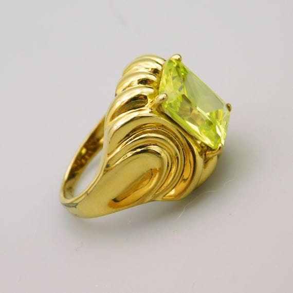 Sterling Gold Plated Ring, Translucent Faceted St… - image 1