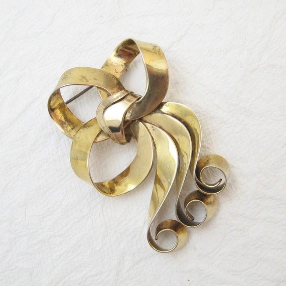 Sterling Napier Bow Brooch, Big Bow Brooch,  40s … - image 3