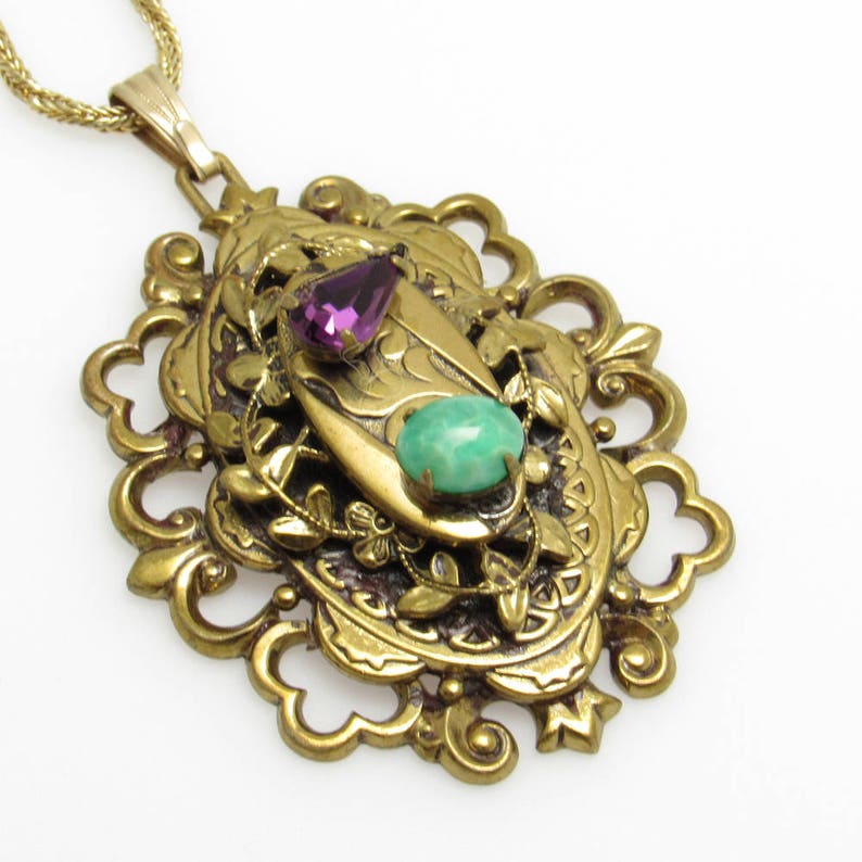 Rhinestone Pendant Vintage Necklace Vines Vintage Jewelry Etsy