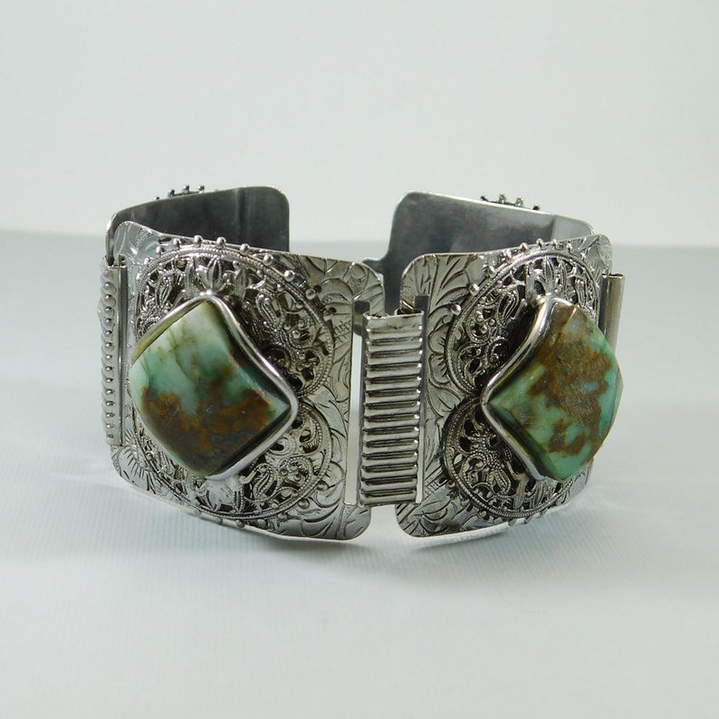 Wide Panel Bracelet Aluminum Panel Bracelet Vintage Jewelry