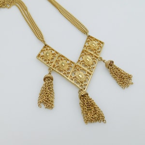 Vintage Triple Tassel Pendant, Sarah Coventry Tassel Necklace, Vintage Costume Jewelry