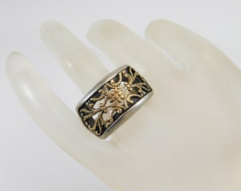 Sterling Two Tone Ring, Unique Sterling Ring, Vintage Sterling Jewelry, Unusual Vintage Jewelry