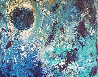 Blue Moon Shadows mixed media by Theresa Wells Stifel