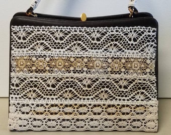 Upcycled lace handbag, midcentury bag by Dorian made new