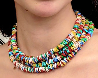Confetti Burst: Multicolor Ring Bead Necklace (4 Strands of Joy!) 24221B