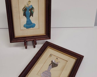 Hand Stitched Silk Souvenir Senoritas - From Madrid framed by Woodward & Lothrop