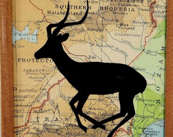 Roaming Antelope Silhouette by David Jenkins DBJ3519 framed original art