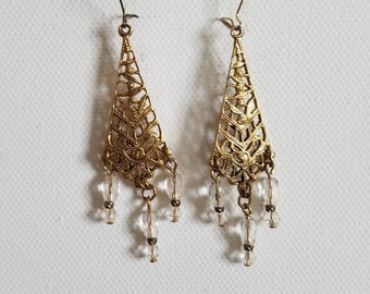 pretty filigree fringed dangle earrings