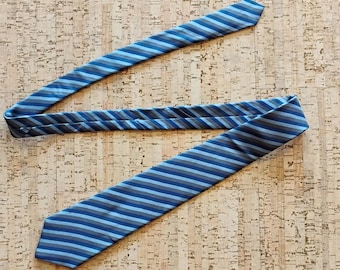 Blue and Brown Striped Vintage Christian Dior Silk Tie TWSVT-3