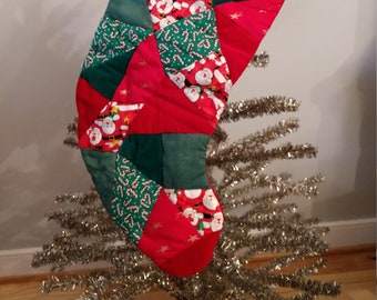 Beautiful Hand-Pieced Velvet Stocking, Christmas, Holiday