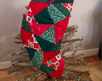 Beautiful Hand-Pieced Velvet Stocking, Christmas, Holiday