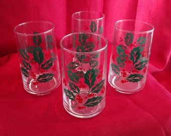 Sweet Holley Glasses - Set of 4, Christmas, Holiday