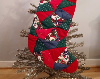 Beautiful Hand-Pieced Velvet Stocking, Christmas, Holiday