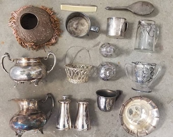 CLEARANCE COLLECTION -lot of sterling, chased and silver plate entertaining beauties. Deco, Victorian, Peouget, mid century and more.